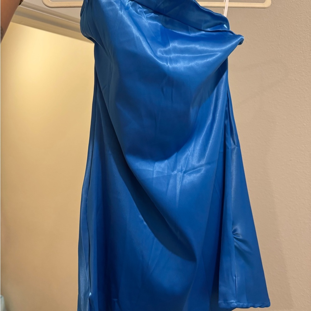 Elegant Blue Satin Dress